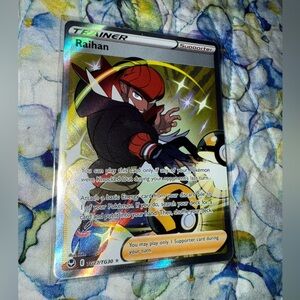 Pokemon Trainer Raihan Trading Card - Red and Black